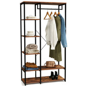 IDMarket - Scaffali per guardaroba L. 90 cm HAWKINS legno scuro design industriale