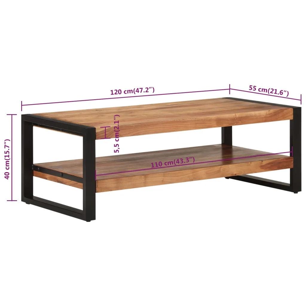 Tavolino da salotto | Tavolino da caff¨¨ | Tavolino da Soggiorno 120x55x40 cm in Legno Massello di Acacia