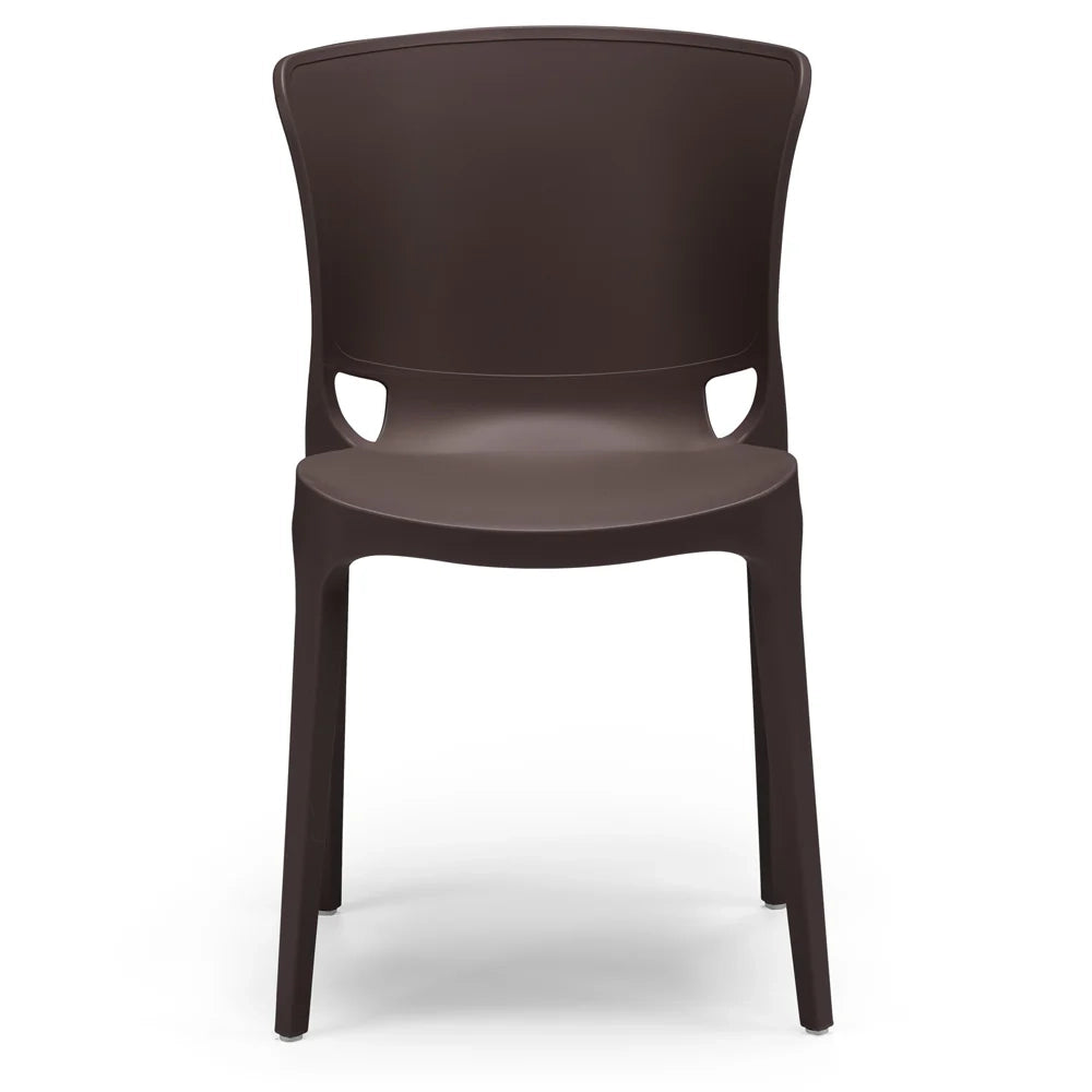 Sedia in polipropilene JUMBO, 100% MADE IN ITALY, impilabile, resistente ai raggi UV, design moderno, ideale per sala da pranzo, cucina, sala d’attesa, bar, ristoranti o giardino, colore Marrone