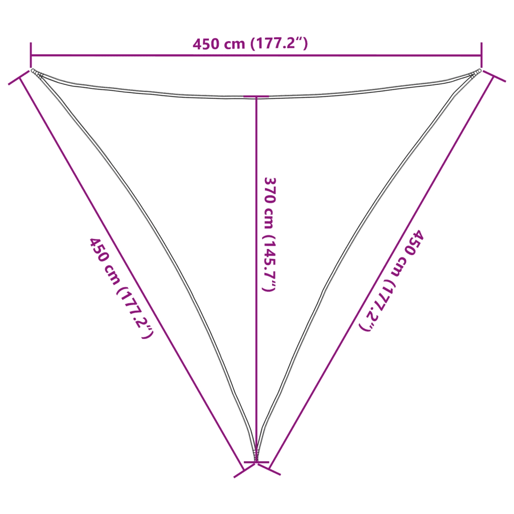 Vela Parasole | Telo Ombra | Vela da ombra 160 g/m2 Bianca 4,5x4,5x4,5 m in HDPE