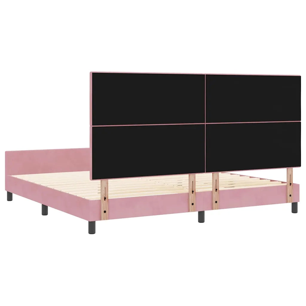 Letto a molle con testiera Rosa 200 x 200 cm Velluto 3344968