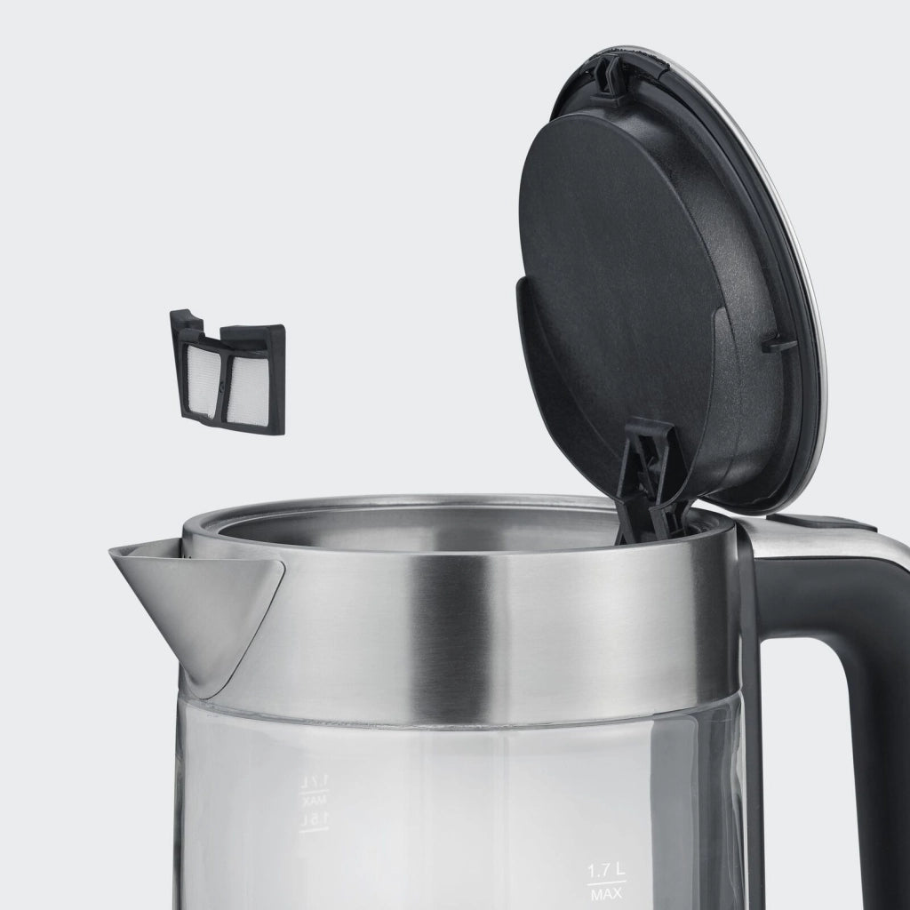 Severin WK 3420 bollitore elettrico 1,7 L 2200 W Nero, Acciaio inossidabile, Trasparente