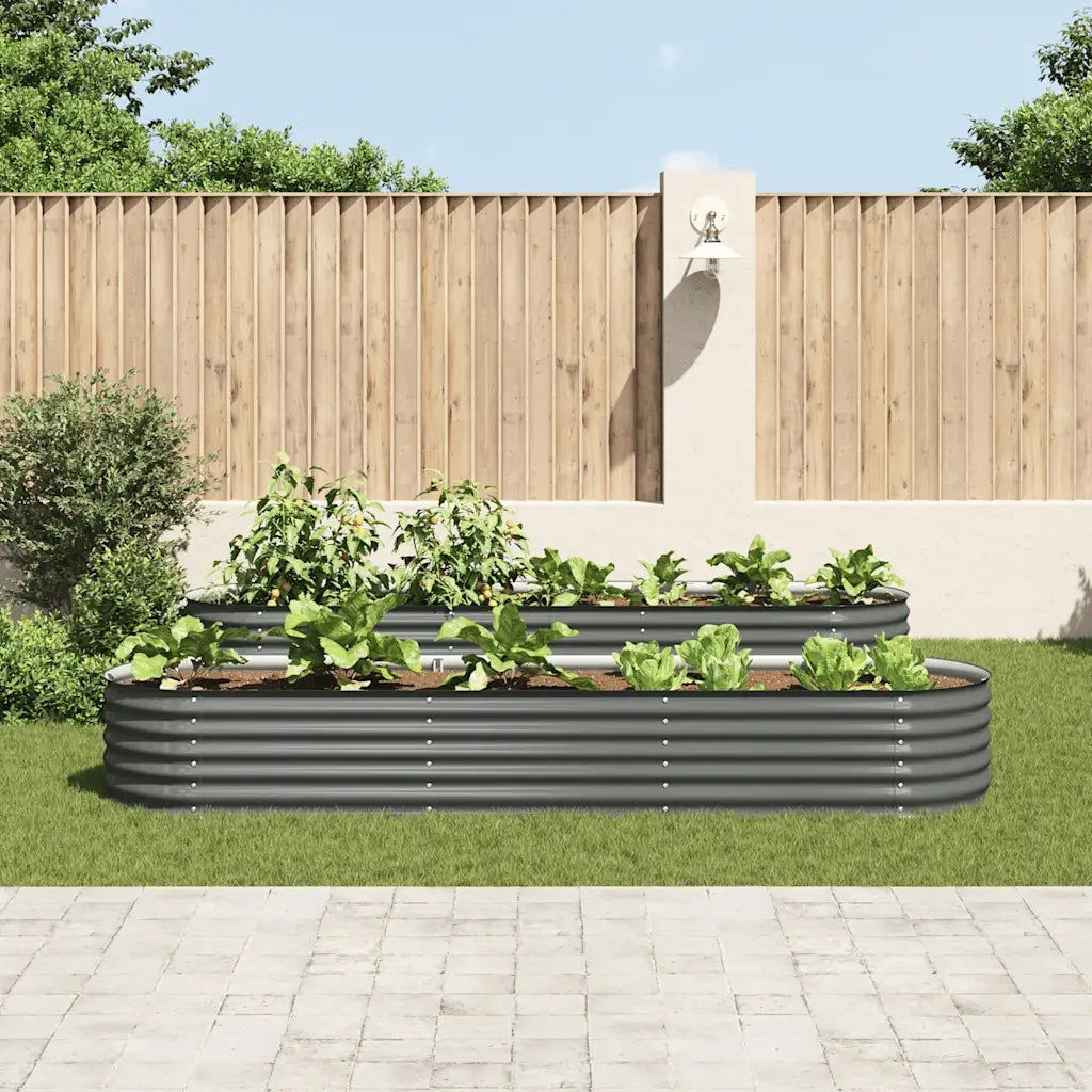 Letto Rialzato Giardino 320x80x44 cm in Acciaio Zincato Grigio 45527
