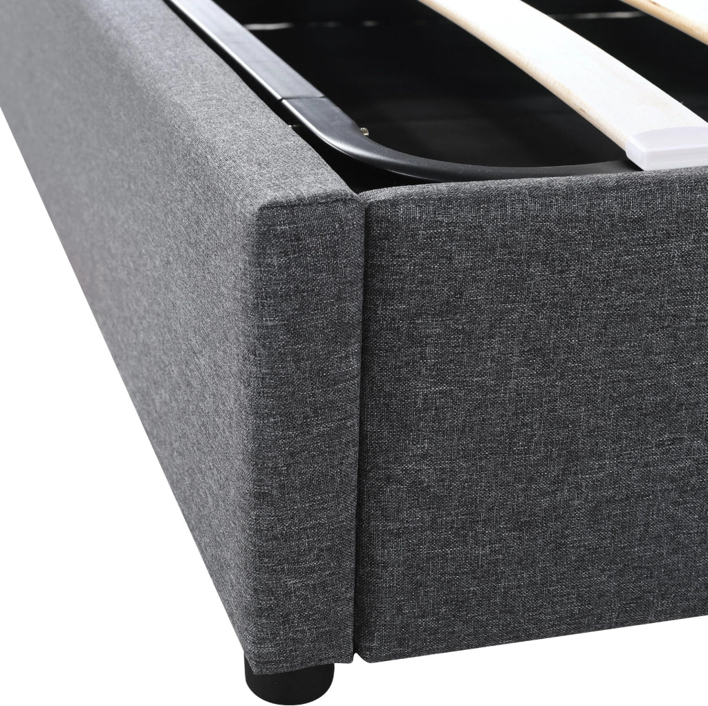 Letto imbottito 140x200 cm grigio con LED app, USB-C, contenitore e testiera regolabile