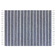 Tappeto blu 160 x 230 cm per soggiorno e camera da letto con frange a righe