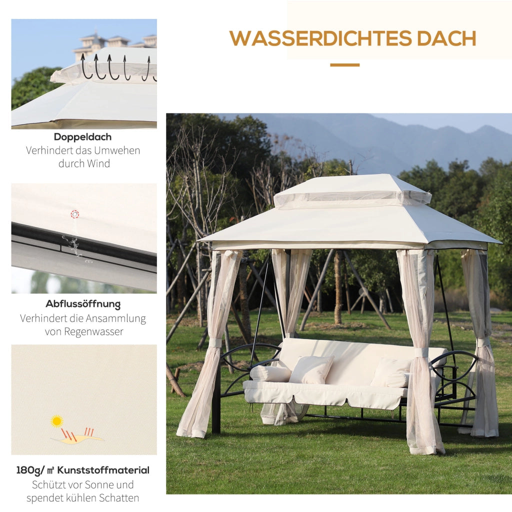 Altalena Hollywood con sponde 3 posti ¨C zephmum ¨C Beige 256x172x248 cm