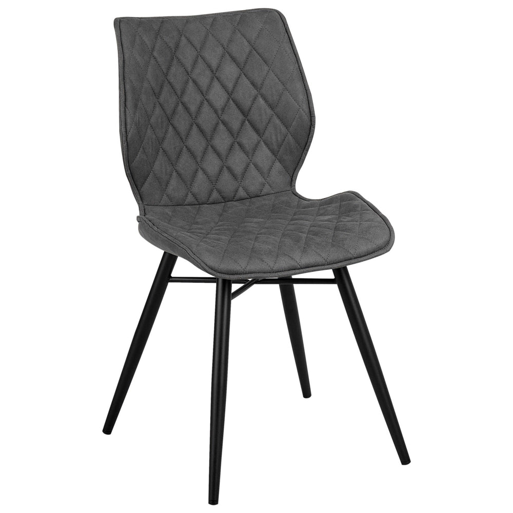 Set di 2 sedie da pranzo con rivestimento in tessuto grigio e gambe in metallo nero stile retrò rustico