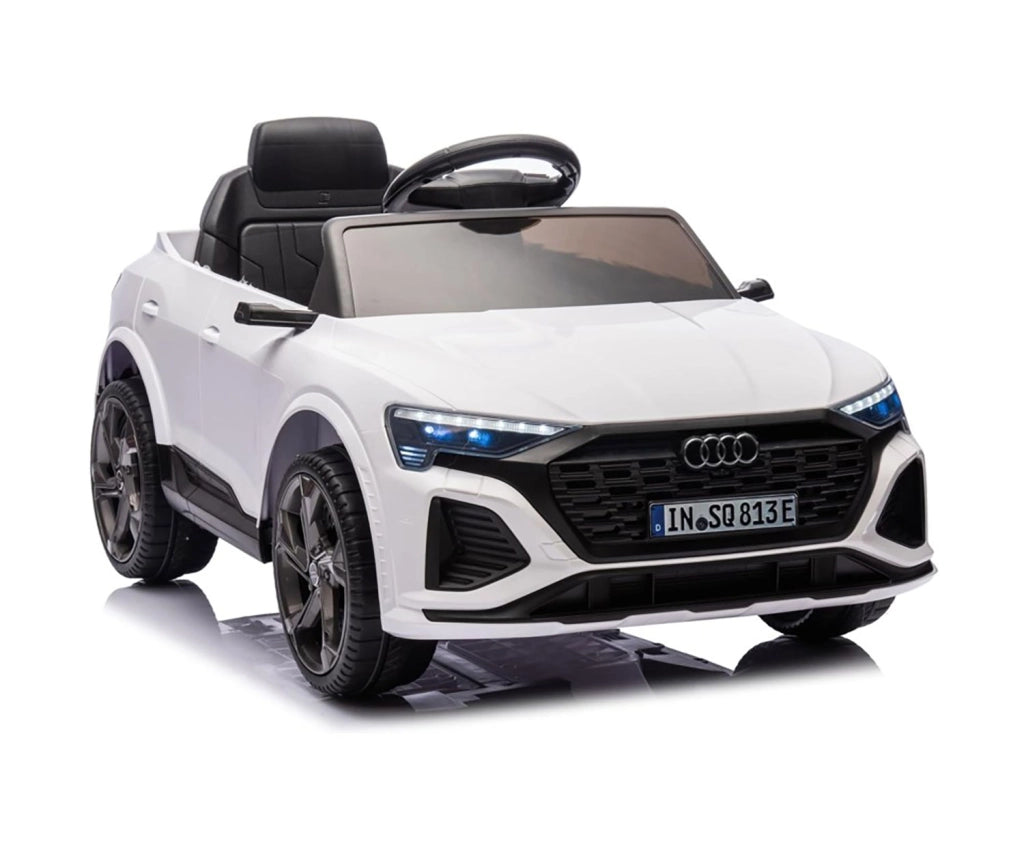 Macchina Elettrica per Bambini 12V Licenza Ufficiale Audi SQ8 E-Tron con Telecomando e Sedile Pelle Bianco