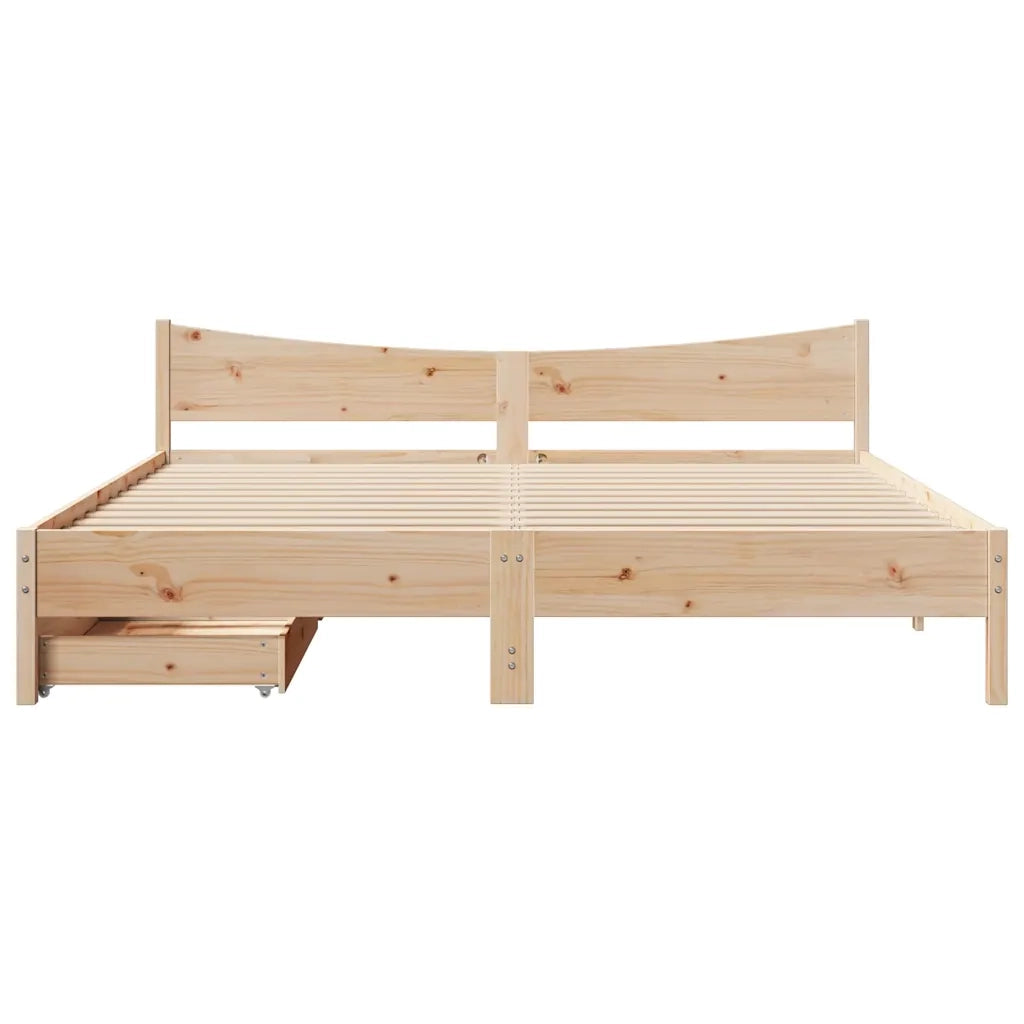 Giroletto con Cassetti 200x200 cm in Legno Massello di Pino 3301893