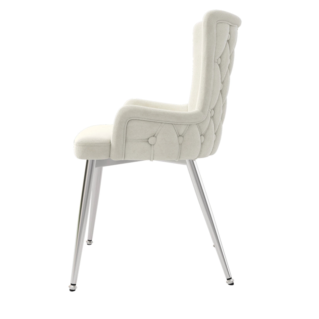Set di 2 sedie in velluto con gambe in metallo; beige e argento
