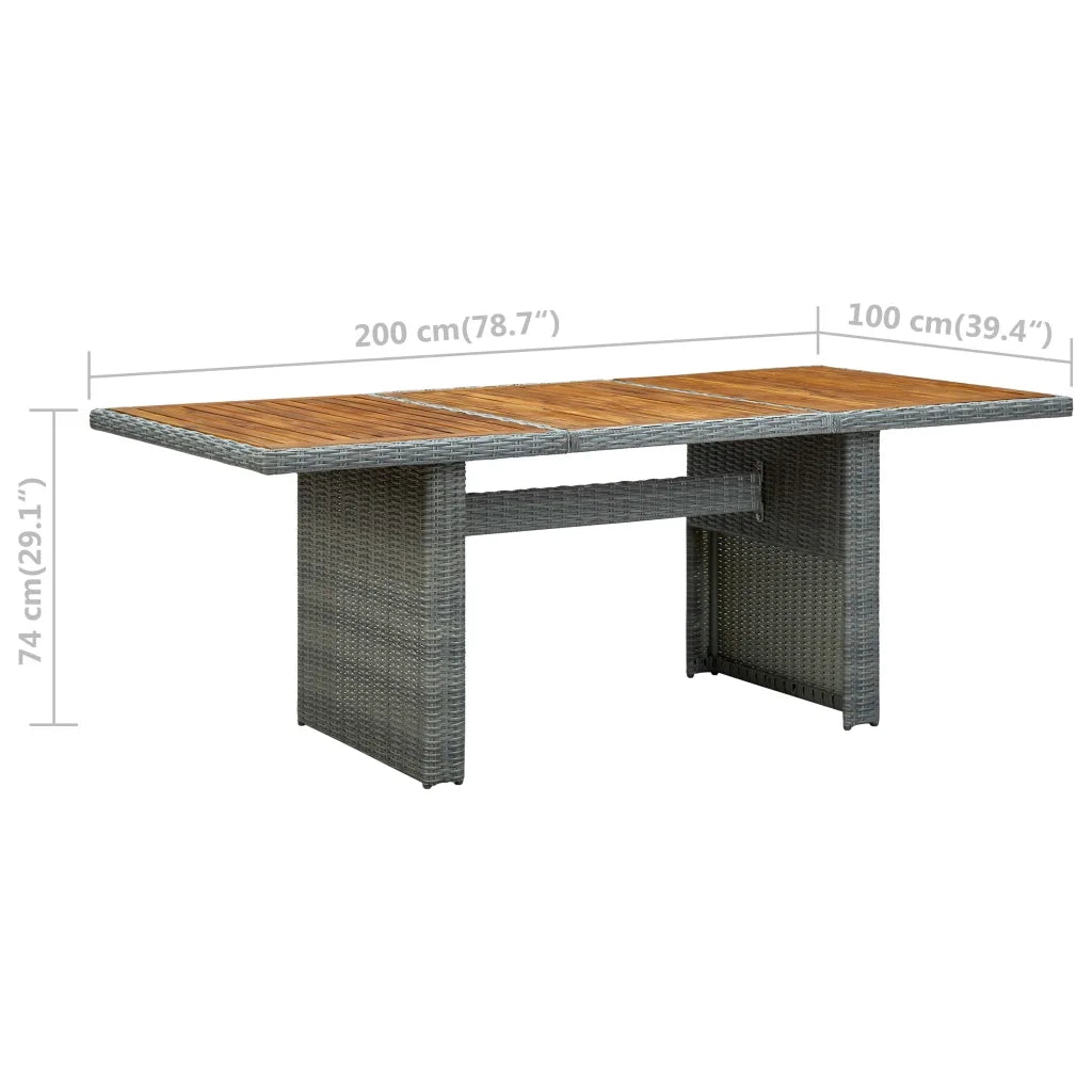 Tavolo da Giardino Grigio Chiaro in Polyrattan e Legno Acacia cod mxl 34350