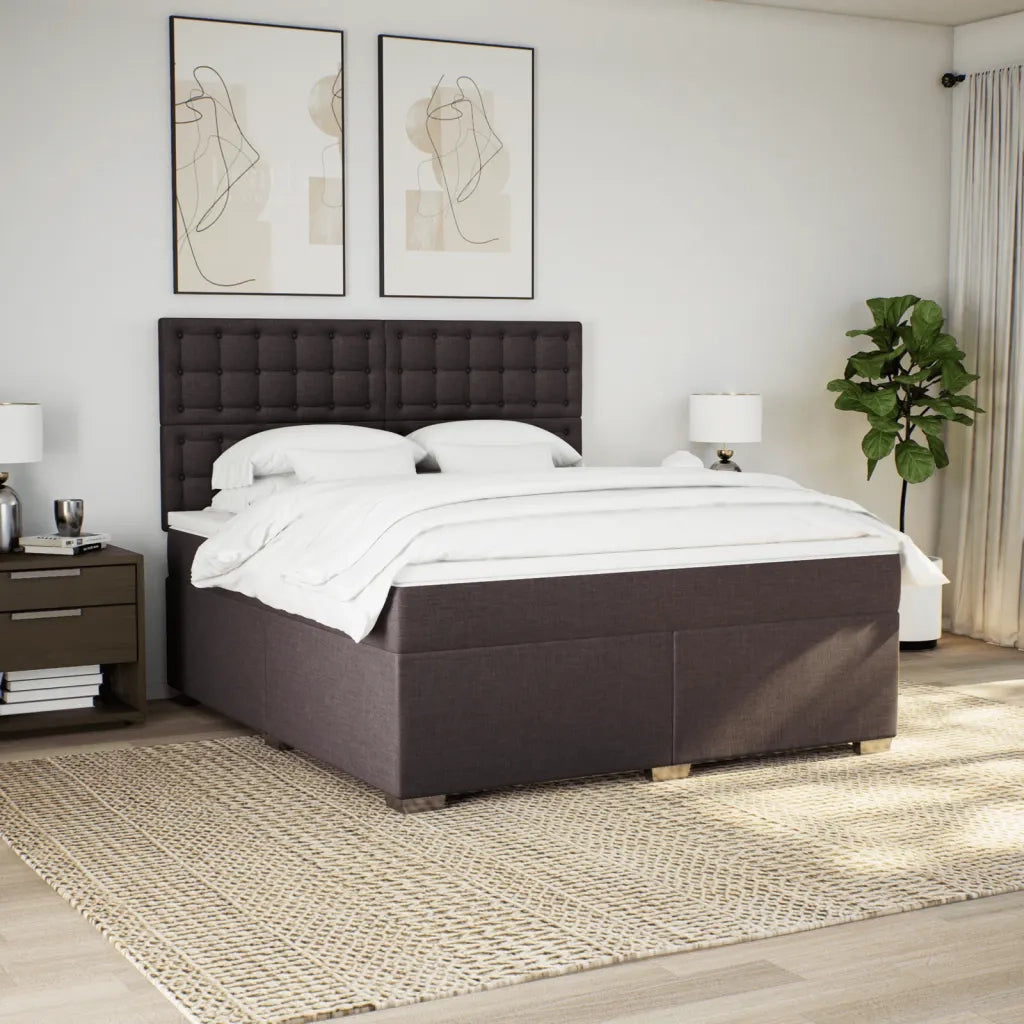 Giroletto a Molle con Materasso Marrone Scuro 180x200cm Tessuto