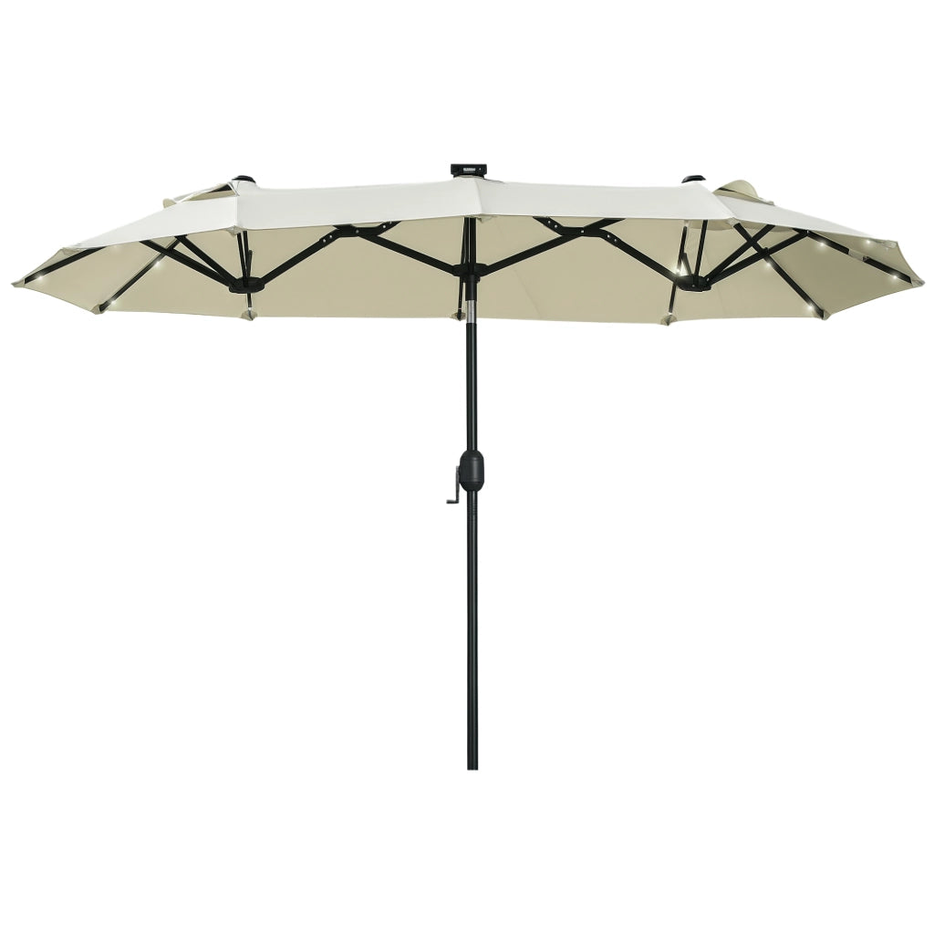 Ombrellone da giardino pieghevole con pannello solare e LED ¨C zephmum ¨C beige 292x150 cm