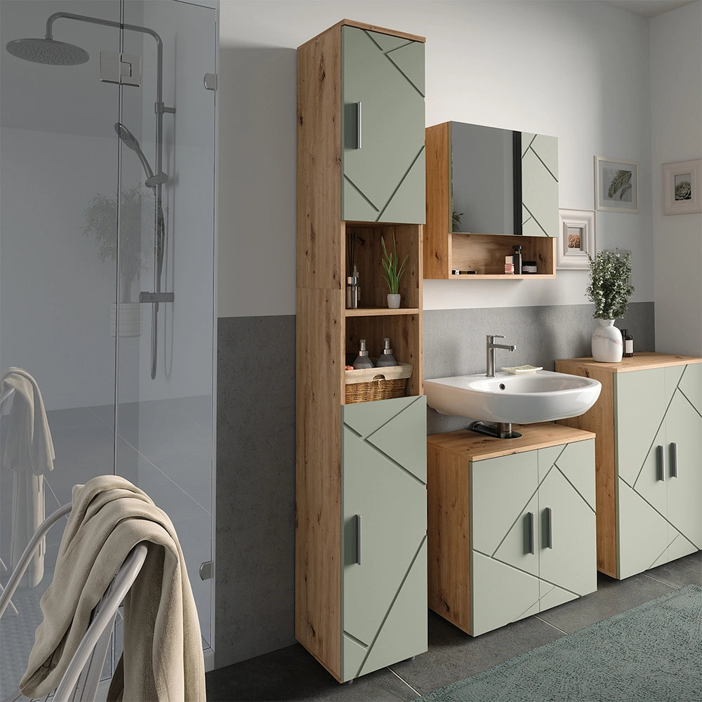 Vicco Armadio per il bagno Verde salvia 30 x 192 cm