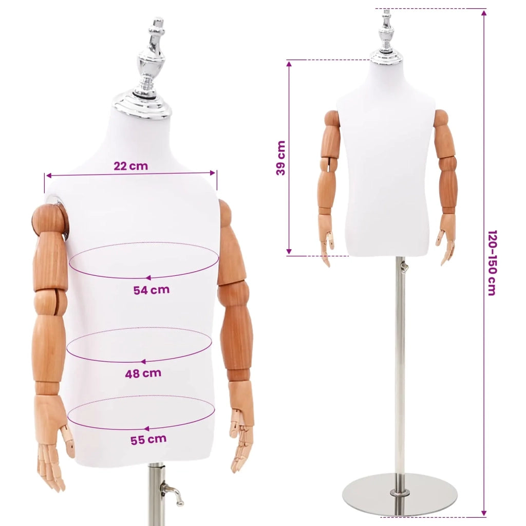 Manichino Regolabile 120-150 cm con Base Unisex PP Bianco 42041709