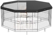 Recinzione per cani - 8 pannelli - Bancopiedi - Recinzione - Con coperchio superiore - Mangiatoia per cani - 160x160x61cm - Bancopiedi per giocare - Animali - Recinzione