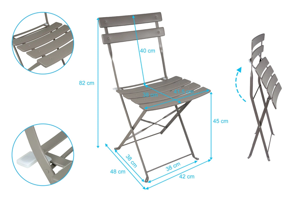 Set tavolo e sedie da giardino pieghevoli tortora – Positano TRSP03PO