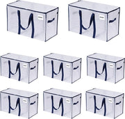 Set di 8 borse di stoccaggio extra grandi, valigette con coperchi, maniglie robuste, chiusure a zip, alternativa a una pesante scatola di trasporto, magazzino di abbigliamento (trasparente, 8 pezzi)