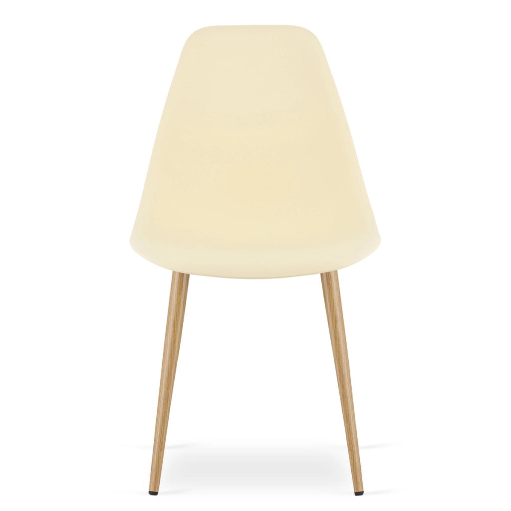 Sedia moderna WAT crema con gambe effetto legno naturale
