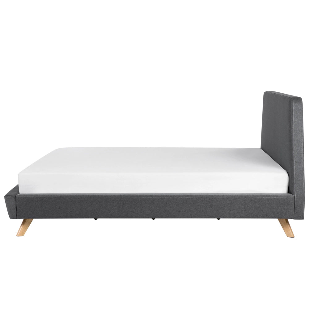 Letto rivestimento in tessuto grigio Gambe in legno chiaro 180 x 200 cm Retro