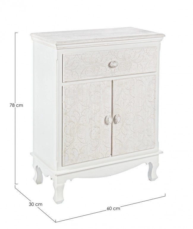 Mobiletto 2 Ante 1 Cassetto MDF Bianco Classico da Interno - ALBINE
