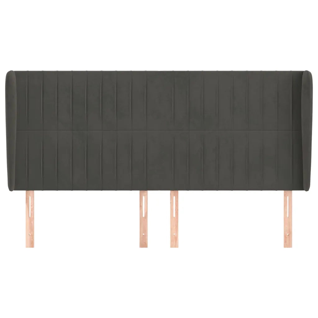 Testiera ad Orecchio-Testata con Orecchie GrigioScuro 163x23x118/128cm in Velluto 120878