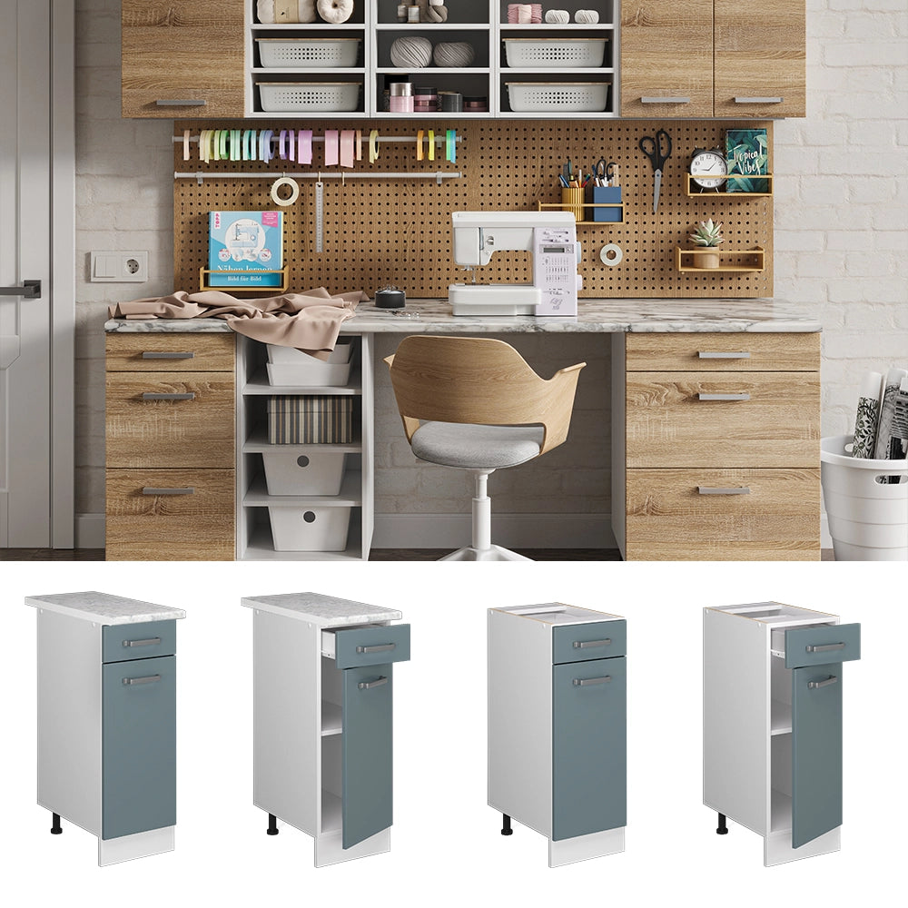 Vicco Base universale Grigio-blu 30 cm con cassetto, senza piano di lavoro