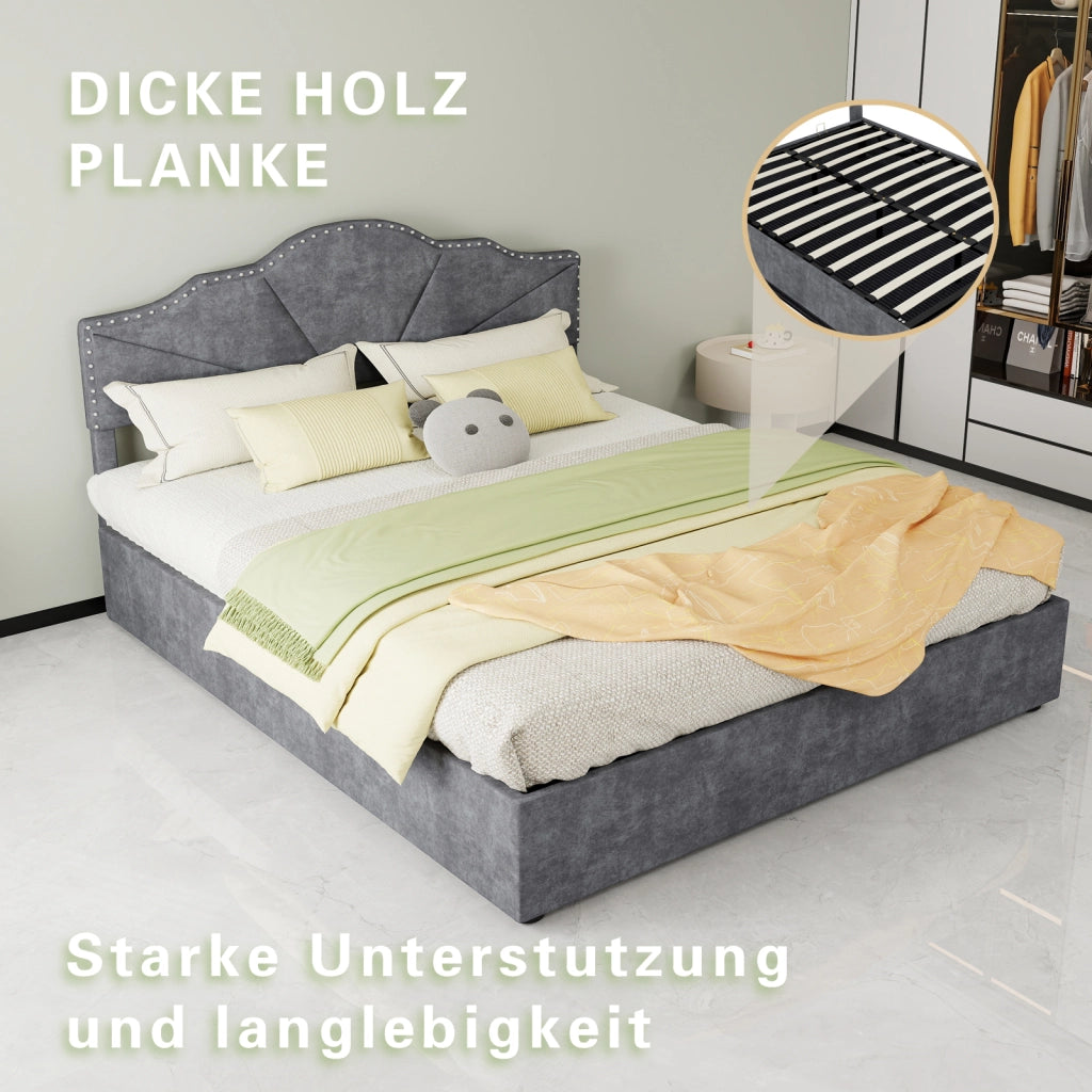letto moderno in tessuto e metallo grigio 160 x 200 cm