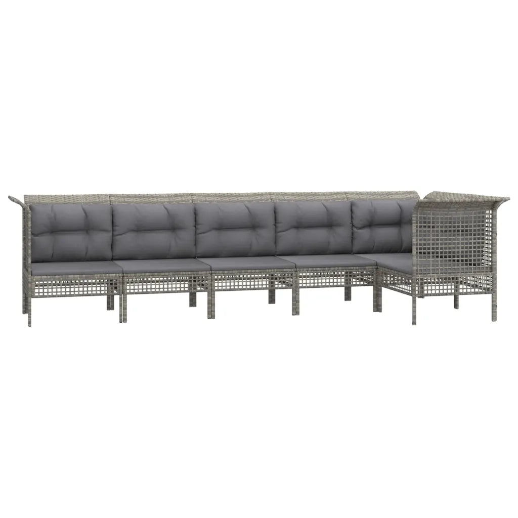 Set Divani da Giardino 6 pz con Cuscini in Polyrattan Grigio 3187509