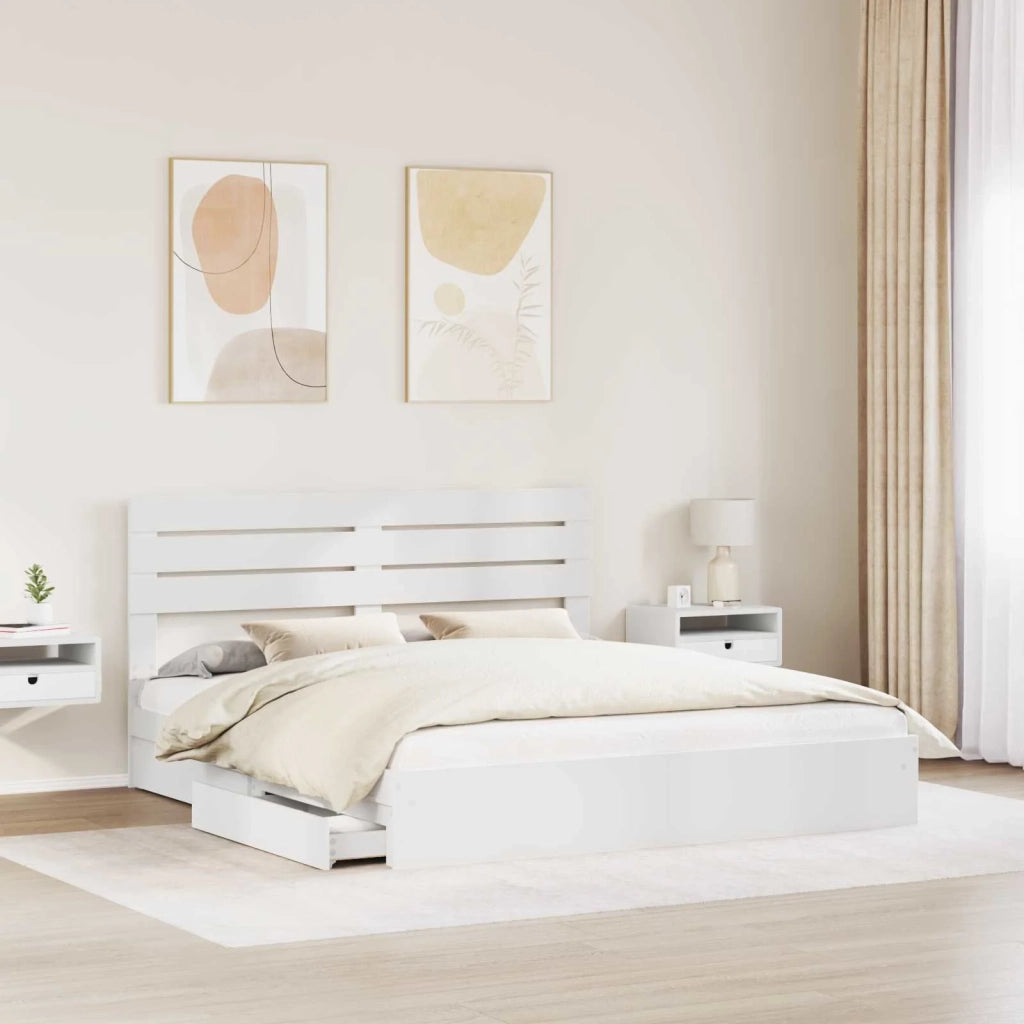 Letto con Contenitore Bianco 180 x 200 cm Legno multistrato