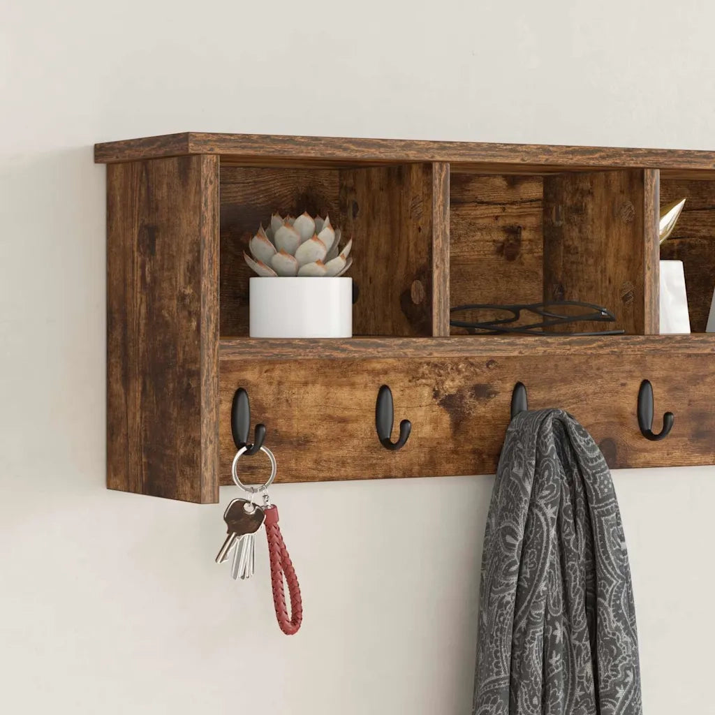 Appendiabiti a muro Rovere fumo 100 x 16 x 26 cm 874327