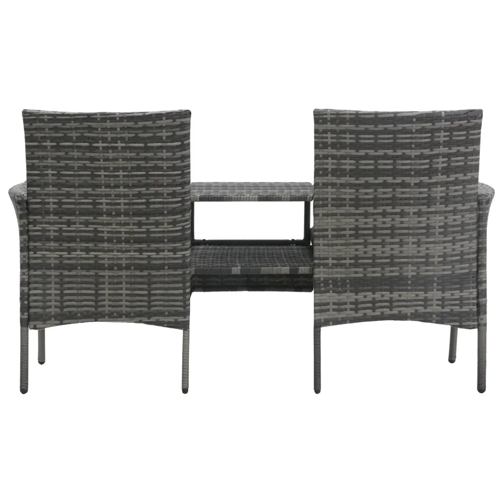 Divano da Giardino 2 Posti con Tavolino in Polyrattan Antracite 47751