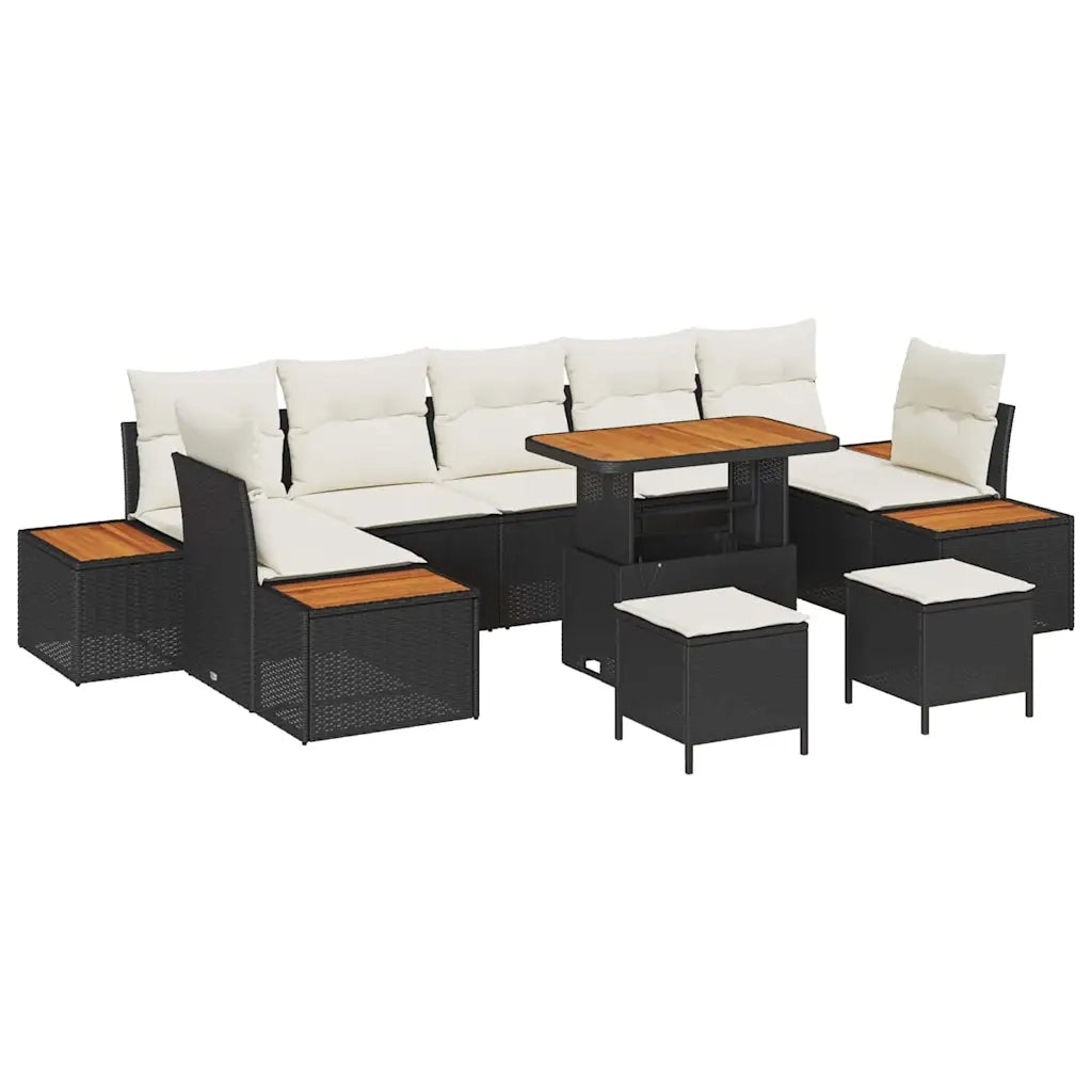 Set Divano da Giardino 10 pcs Nero polyrattan