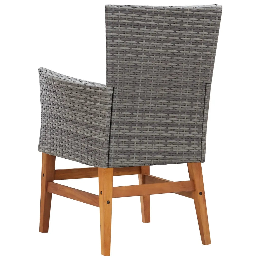 Set Pranzo da Giardino 7 pz Polyrattan e Legno Acacia Grigio