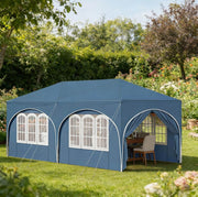 Gazebo pieghevole 3 x 6 m blu con 6 pareti laterali