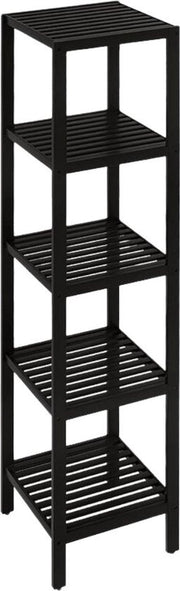 Organizzatore per la camera da bagno, 5 livelli in bambù, organizzatore multifunzionale per soggiorno, camera da letto e cucina (nero)