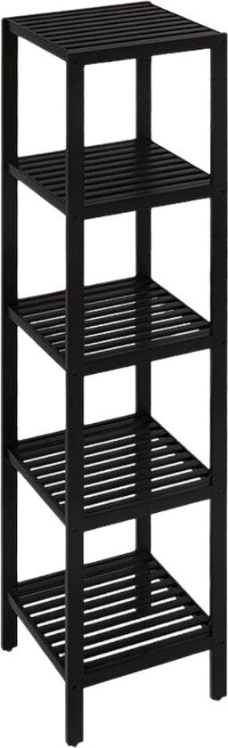 Organizzatore per la camera da bagno, 5 livelli in bambù, organizzatore multifunzionale per soggiorno, camera da letto e cucina (nero)