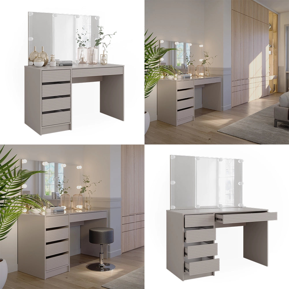 Vicco Tavolo da toilette Cachemire 120 cm con specchio e illuminazione a LED