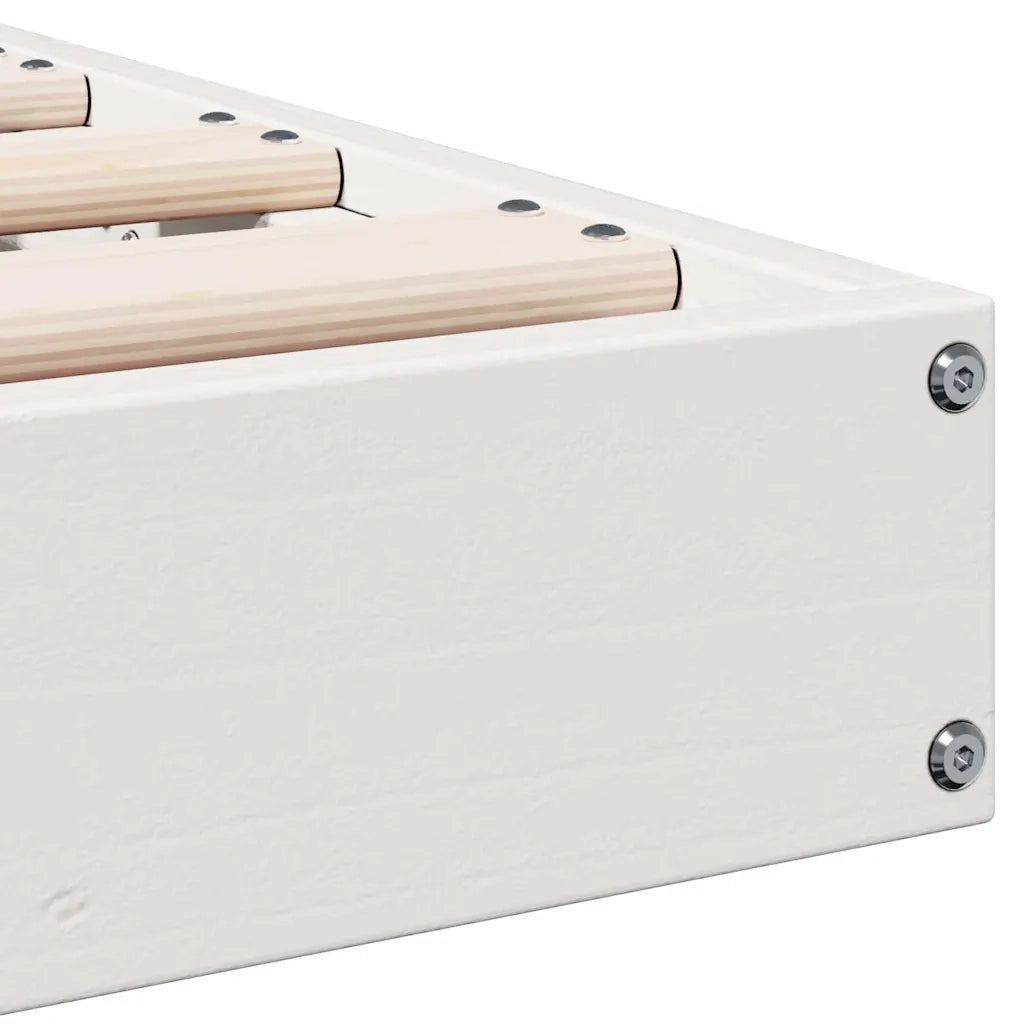 Struttura letto a terra Bianco 100 x 210 cm Pino massello 869737