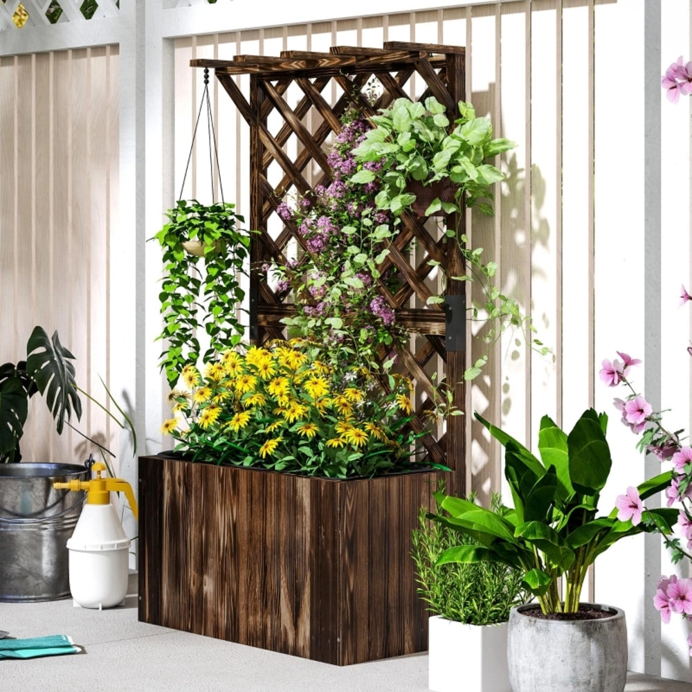 FIORIERA Con Grigliato 64x33x122 cm Legno Antracite