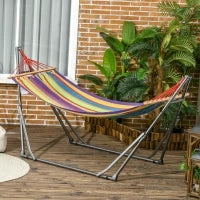 Amaca da Giardino Pieghevole con Supporto Curvo in Metallo Epossidico, Carico max. 120 Kg, Multicolore
