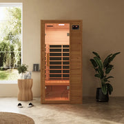 Sauna ad infrarossi 90x100 cm H188 in legno Helmock con radio integrata | Helsinki Eco