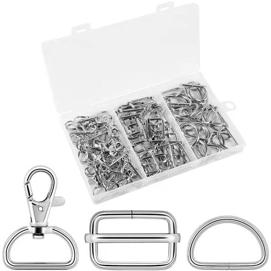 Draaibare Karabijnhaken in Metal - D-Ringen per Cintura di Chiave - Duraturo e Inox - 70 Pezzi - Ideali per Collari Canini - Multifunzionali.