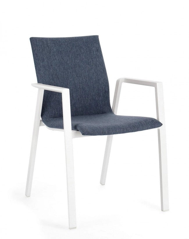 Set 4 Sedie da Giardino 55,5x60x83h cm con Braccioli Odeon Bianco Denim