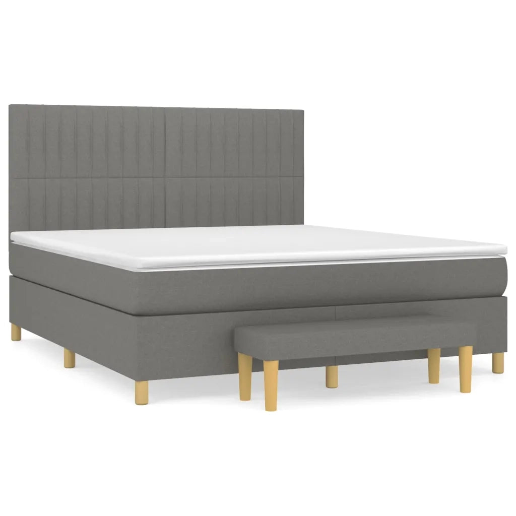 Giroletto a Molle con Materasso Grigio Scuro 160x200 cm Tessuto 3137326