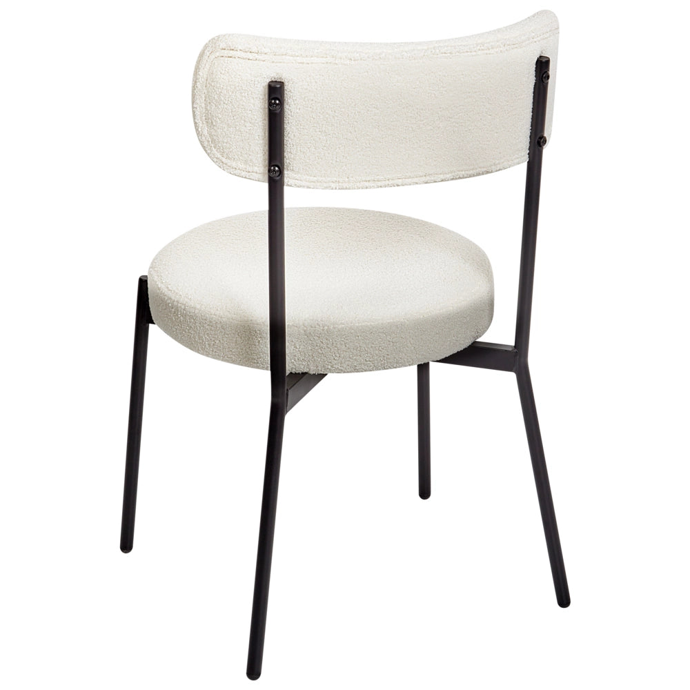 Set di 2 sedie per sala da pranzo Boucle bianco Gambe in acciaio nero Sedute per sala da pranzo di design moderno