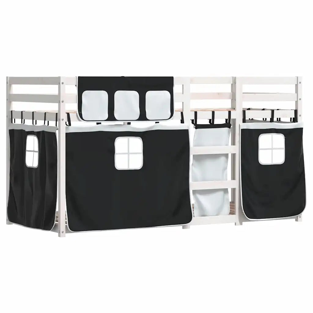 Letto a Castello senza Materasso-Struttura Letto a Castello Bianco e Nero 90x200cm in Pino 186391