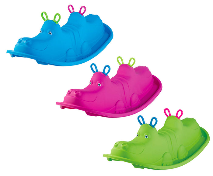 Dondolo 3 Posti 103,5x45,5x34,5 cm in Plastica Blu o Rosa o Verde