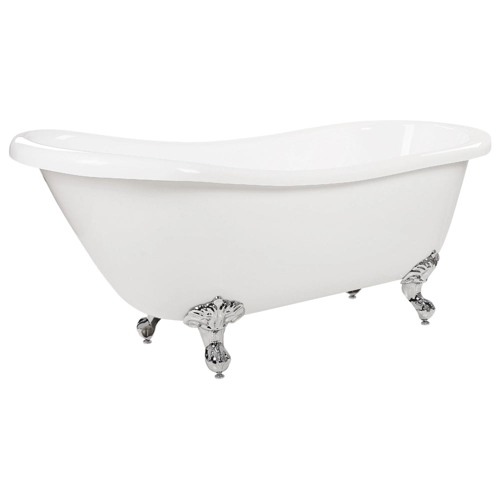 Vasca da bagno bianca con acrilico sanitario argento 170 x 76 cm Vasca autoportante con piedini tradizionale design retrò