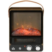 Camino Elettrico con Fiamma LED, 3 Modalità di Riscaldamento e Interruttore di Sicurezza, 30.3x17.5x37.4 cm